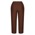 thumbnail image 5 of RXIRUCGD Women's Summer Comfortable Loose Wide Legged Fashion Solid Color Capris, Coffee, Size: 3XL, 5 of 5