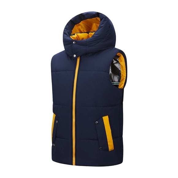 Men's Vest Hoodie, Sleeveless Puffer Jacket With Zipper Pockets, Lightweight Thermal Outwear For Casual Wear