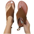 thumbnail image 1 of Flat Sandals for Women Flip Flops Adjustable Drawstring Slingback Non Slip Beach Summer Sandals Brown, 1 of 9