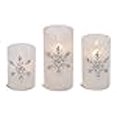 thumbnail image 3 of Mark Feldstein & Associates Jeweled Snowflake Iced Glass Flameless Pillar Candles Assorted Set of 3, 3 of 4