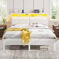 thumbnail image 1 of Greenstell Full LED Bed Frame with Headboard Storage - Charging Station,Off White, 1 of 8