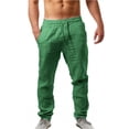 thumbnail image 1 of Men's Elastic Pants Solid Fluff Yeah Slide Color Breathable Cotton Linen House Gift Loose Casual Pants, 1 of 3
