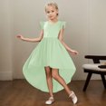 thumbnail image 2 of Robe Fille Enfants Enfant Filles Été Manche Charleston Haut et Bas Robe Formelle Jupe Volantée Couleur Unie Robe Évasée Robe Fille Vert 16 Ans, 2 of 4