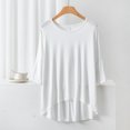 thumbnail image 1 of AherBiu T-Shirts pour Femmes à Col Rond, T-Shirts de Pyjama Amples, Été, Légers, Doux, Tunique à Manches Courtes, Hauts, Couleur Unie, 1 of 3