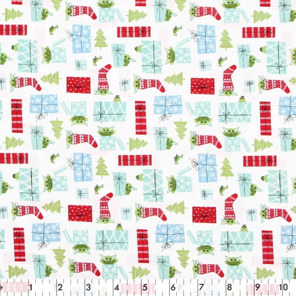 FABRIC CREATIONS White Baby Yoda Xmas Cotton Fabric by the Metre 111 cm (43.7 in) (44")