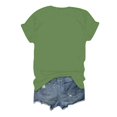 thumbnail image 3 of TSADFHJI T-Shirt Surdimensionné Femme Fente Latérale Col Rond Imprimé Lettre Manches Courtes T-Shirt Col Rond Top S Vert, 3 of 3