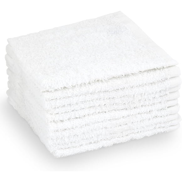 LoonWear Cotton Wash Cloths 10 Pack - Washcloths for Showering, Face and Body, Soft and Highly Absorbent Multipurpose Towels for Bathroom, Kitchen, Spa and Gym - Wash Rags 12 x12 (White) White