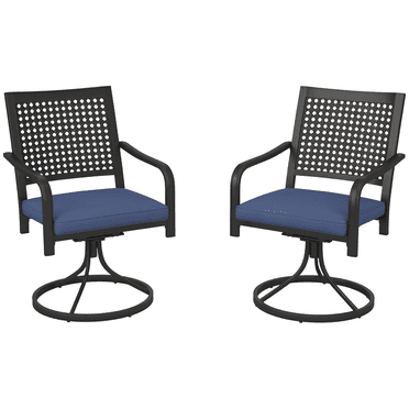 Outsunny Chaises Pivotantes de Patio avec Coussin, Fauteuil Berçant Pivotant d'Extérieur, Bleu