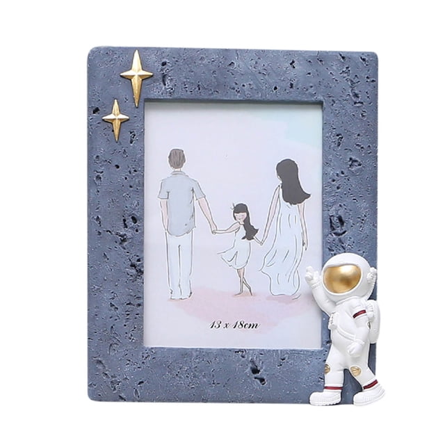 Family Photo Frame With Astronaut Figurine Table Decor For Birthday Party 8 in x 10 in