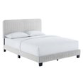 thumbnail image 1 of Celine Channel Tufted Performance Velvet Queen Platform Bed Light Gray, 1 of 7