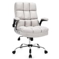 thumbnail image 1 of Gymax Chaise de Bureau Haute Dossier Grande Taille Réglable Pivotante avec Accoudoirs Relevables Beige, 1 of 10