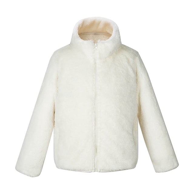 MeetoTime Girls Boys Zipper Up Jacket Warm Soft Fleece Outerwear Jacket with Pockets 3-8 Years