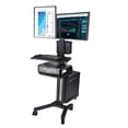 thumbnail image 1 of Yescom NexusX Commander Mobile Computer Cart Workstation Dual Monitor on Wheels Adjustable Hospital School Office ANSI/BIFMA X5.5-2021 Certificated Black, 1 of 11