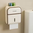 thumbnail image 1 of Vrorvz Wall Mounted Tissue Organizer with Double Layer Storage Shelf and Cell Phone Holder No Punch Waterproof Toilet Paper Dispenser Multi Function Bathroom Organizer for Home and Public Spaces, 1 of 6