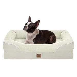 Grand lit de chien lavable orthopédique - Lit de chien en mousse d'oeuf pour chiens grands et moyens Lits de grand animal avec couvercle lavable amovible et fond antidérapant Bolster