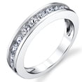 thumbnail image 1 of Sterling Silver Men's Wedding Band Engagement Ring With Round Cut Cubic Zirconia 4MM, 1 of 3
