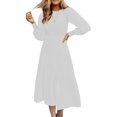 thumbnail image 1 of LUXUR Robes Maxi à Manches Longues pour Femmes Décontractées Robe de Soirée Ligne A Blanche m, 1 of 3