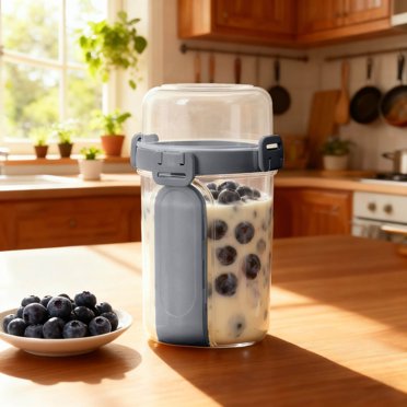 Glass & Bottle Yogurt Cups With Lids And Spoons For Overnight Oats And Breakfast Containers With Topping Compartment 28 Oz Reusable Cereal Yogurt Cups