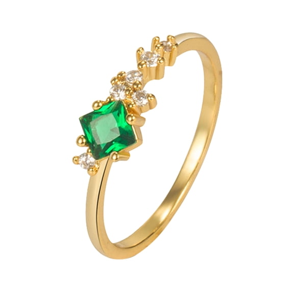 Riforla Fashion Ring Emeralds Zircon Diamond Ring Golden Emeralds Diamond Ring Ladies Gemstone Ring Rings Gold