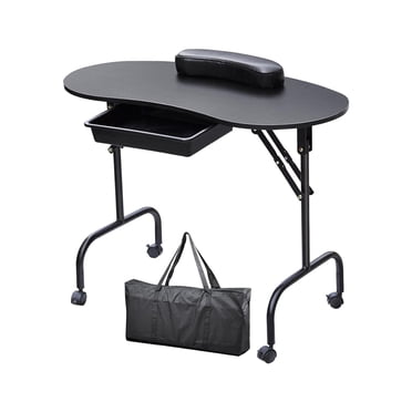 Tachiuwa Portable Manicure Nail Table Nail Desk for Workstation Beauty Salon Nail Art Black