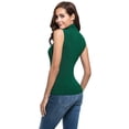 thumbnail image 2 of Trendy Turtleneck Tank Tops Womens Going Out Basic Tanks Turtleneck Mock Neck Spring Summer Clothes Sleeveless Tees (S, Green), 2 of 3