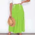 thumbnail image 4 of Fashion Women Solid Casual Ruched Ruffles Elastic Waist Skirt, Beach Style Solid Color Drawstring Waist Half Skirt, Comfortable and Stylish Ruffled Design, Lightweight Summer Wear, 4 of 6