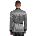 thumbnail image 3 of RUNQHUI Men Silky Satin Smoking Jacket Robe Kimono Bathrobe Luxurious Light Weight Bath Robe Housecoat Gray M, 3 of 8