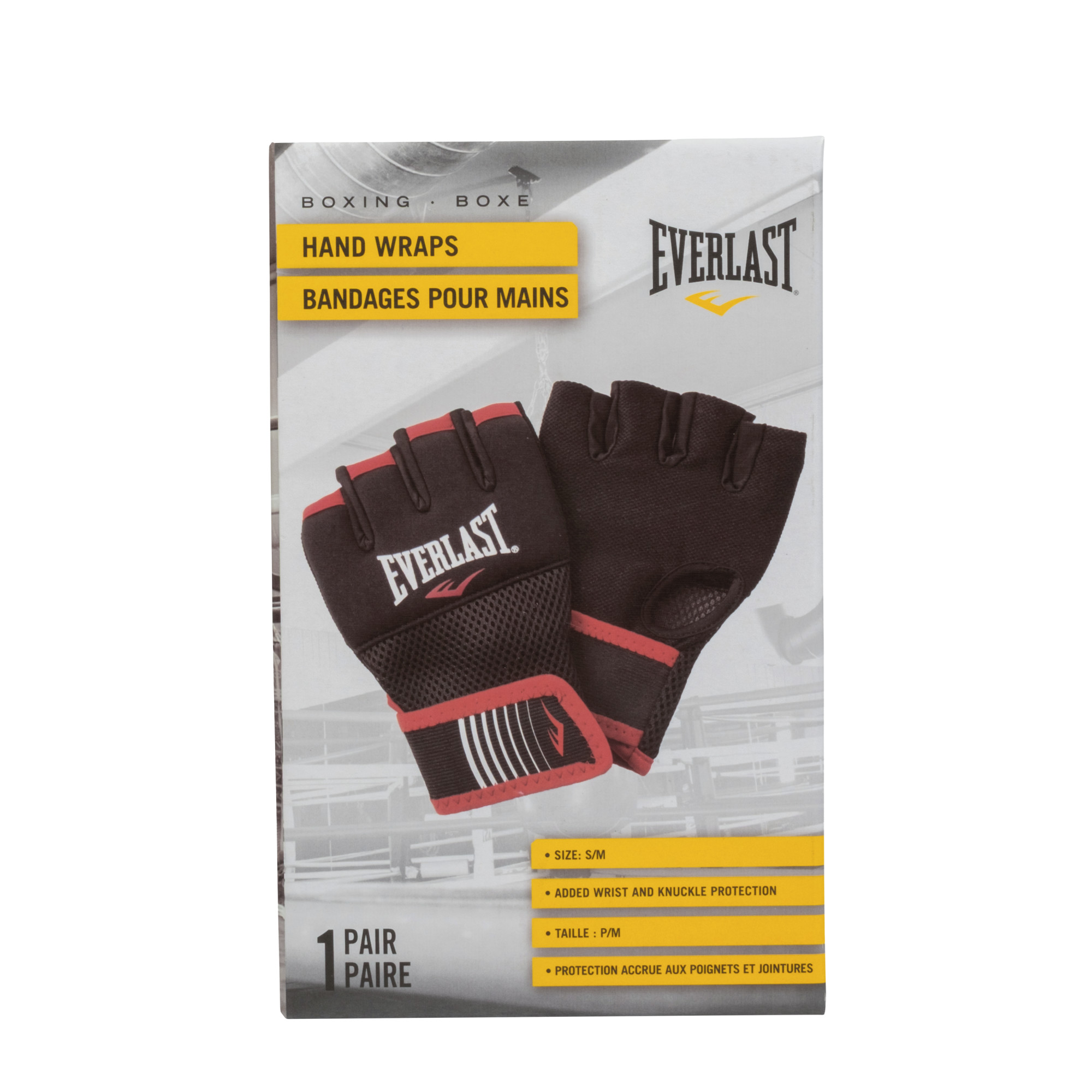 Bandages d'Everlast à enfiler pour boxe, petit, noir, polyester