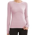 thumbnail image 1 of fheaev Chandails à Manches Longues pour Femmes Col Rond Chandail du Bas Ajusté Décontracté Extensible Ajusté sous-Blouses Entraînement Haut de Sport Pilates Vêtements de Mise en Forme Couche de Base Hauts, 1 of 4