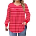 thumbnail image 1 of Lmnyox Hauts Grande Taille pour Femmes, Manches Longues Surdimensionnées, Col Rond, Chemises Plissées, Blouses Décontractées Mode, 1 of 6