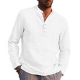 thumbnail image 1 of PENGXIANG Hommes Chemise à Col Rond Blouse à Manches Longues, 1 of 5