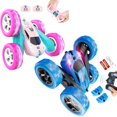thumbnail image 1 of QUNREDA Voiture Télécommandée pour Enfants de 6 Ans et Plus, Voitures RC Voiture Cascade Jouet 4RM Double Face Télécommande Rotative à 360° avec Phares, Cadeaux d'Anniversaire et de Noël pour Garçons / Filles 6 - 12 1-Bleu et Rose, 1 of 8