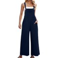 thumbnail image 1 of TrendOFT Combinaison une Pièce Femme Décontractée Été Ample Sans Manches Bretelles Spaghetti Réglables Pantalon Grand Extensible avec Poche Combinaisons une Pièce Bleu G, 1 of 4