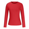 thumbnail image 4 of Timegard Hauts pour Femmes Col Ras du Cou Manches Longues Confortables Couleur Unie Camisoles Automne Décontracté Ajusté T-Shirts Hauts, 4 of 6