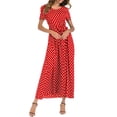 thumbnail image 4 of Robes d'Été pour Femmes 2023 Robes pour Femmes Liquidation Mode Femmes Manches Courtes Plage Pois Bandage Longue Robe Maxi, 4 of 9