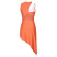 thumbnail image 3 of Aislor Robe de Danse Latine Salsa de Salle pour Femmes, Robe à Ourlet Asymétrique en Patchwork de Maille Transparente, Tenue de Danse, Orange, TG, 3 of 7