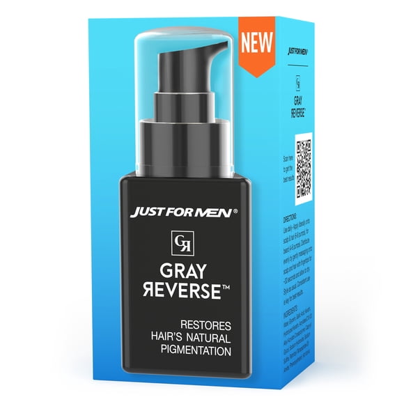 Just for Men Grey Reverse Daily Hair Serum, Gradually Reduces Grey Hair, Easy Dye-Free Serum, Travel Friendly, 1.7oz
