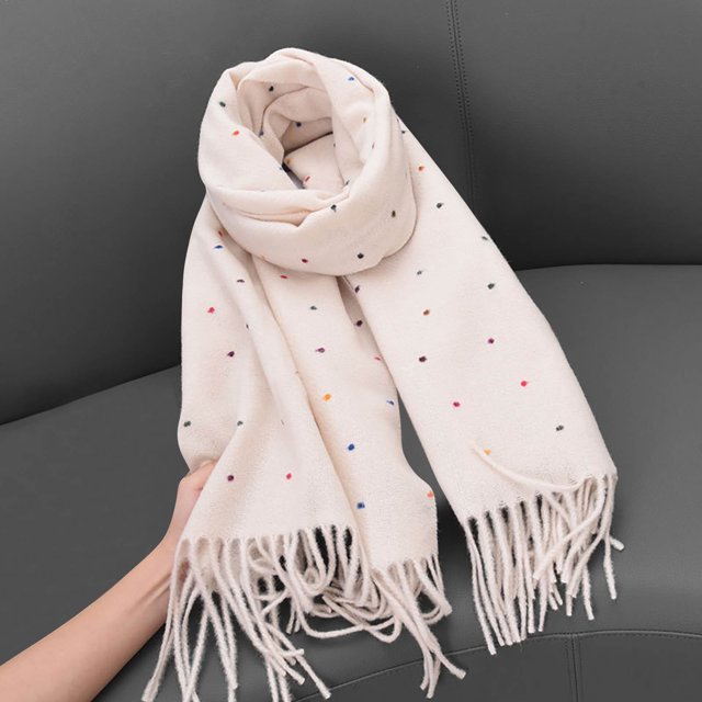 RXIRUCGD Women's Fashionable Solid Color Tassels Soft Skin Friendly Scarf( White )