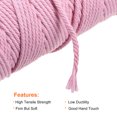 thumbnail image 3 of Unique Bargains Cotton Rope Twine String Twisted Braided Cord, Dark Pink 100m/109 Yard for Wall Hanging, Macrame Knotting, 3 of 7