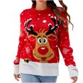 thumbnail image 2 of Dvkptbk Chandail de Noël Décontracté pour Femmes Chandail Col Rond Automne et Hiver Imprimé Élan Manches Longues, 2 of 6