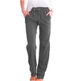 thumbnail image 1 of Timegard Womens Cotton Linen Pants Elastic Waisted Drawstring Straight Leg Solid Color Casual Pants, 1 of 5