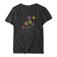 thumbnail image 3 of EQWLJWE Hauts d'Été pour Femmes Hauts pour Femmes Liquidation Femmes T-shirt Décontracté Imprimé Col Rond Manches Courtes Chandail Blouse Hauts, 3 of 4