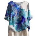 thumbnail image 4 of SMihono Hauts pour Femmes Été Chic Décontracté Mode Femme Décontracté Col Rond Blouse Imprimée T-Shirt Manches 1/2 T-Shirt d'Été Hauts Grande Taille T-Shirt, 4 of 4