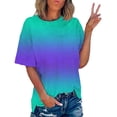 thumbnail image 2 of Timegard Hauts Grande Taille pour Femmes Couleur Dégradée Manches Courtes Col Rond T-Shirts Tunique Décontractée Tendance Blouses, 2 of 7