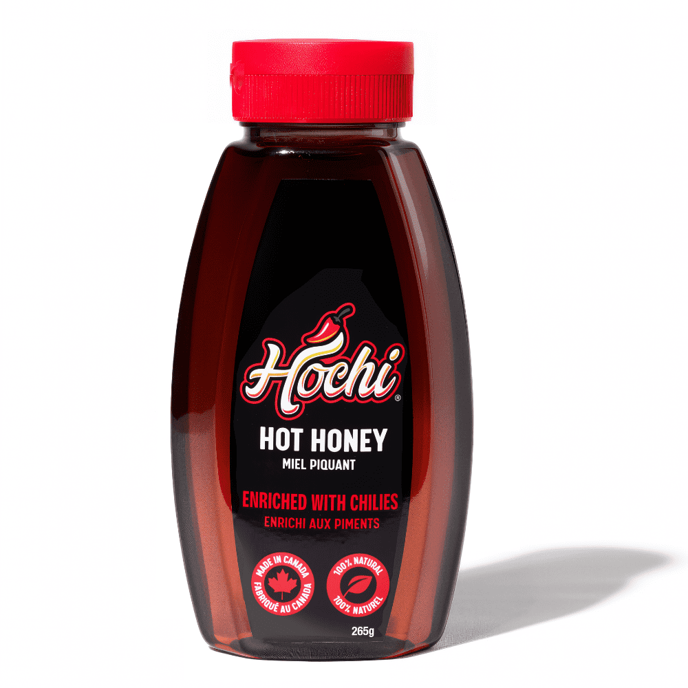 Hochi Hot Honey Squeeze Bottle, Chili-Infused Canadian Honey, 265 g