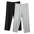 thumbnail image 1 of MeetoTime 2 Pack Womens Pajama Pants Capri Sleep Lounge Pants Elastic Waist Plus Size Capris S-5XL, 1 of 2