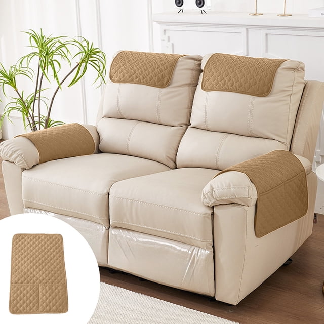 Fridja Recliner Covers Arm Covers for Recliner Chair with Two Storage Pockets Soft Headrest Cover for Recliner Chair 23.6x15.7in Armchair Slipcovers for Sofa Recliner Protector (Khaki)