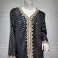 thumbnail image 4 of Robe Abaya Musulmane Femme, Caftan à Col en V, Robe de Prière Islamique, Robe Brodée Effet Bronzage, Robe Longue de Soirée pour les Fêtes, 4 of 6
