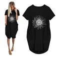 thumbnail image 4 of Robes pour Femmes 2024 Été Robe Décontractée Ample à Imprimé Tournesol à Manches Courtes à Col en V Rabais de 50 % Liquidation!, 4 of 5