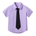 thumbnail image 1 of vdgthytj Toddler Baby Boys Girls Button down Shirts Kids Collared Neckties Short Sleeve Solid Color Summer Tops Tee, 1 of 2